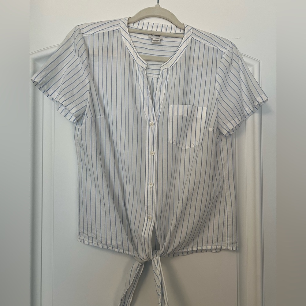 J. Crew Blue and White Striped Blouse in Small